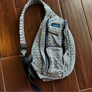 KAVU Navy and White Patterned Sling Bag Crossbody